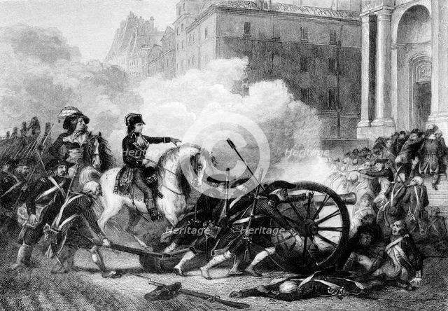 Napoleon helping to defeat counter-revolutionaries in Paris, French Revolution, 1795. Artist: Unknown