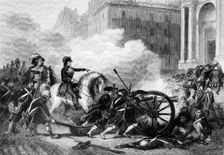 Napoleon helping to defeat counter-revolutionaries in Paris, French Revolution, 1795