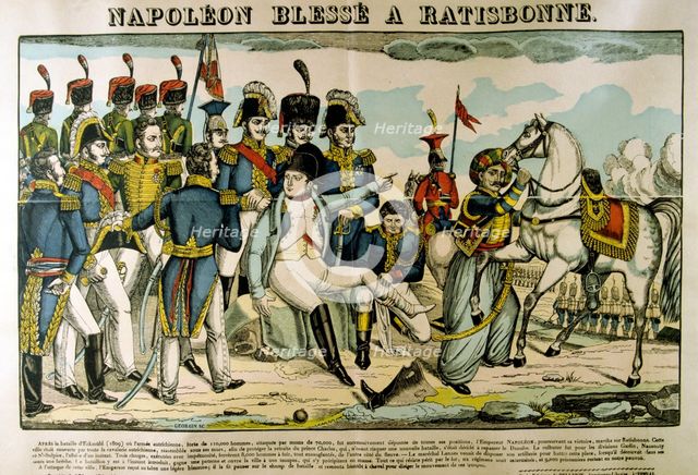 'Napoleon injured at Ratisbon', April 1809, (c1835). Artist: Francois Georgin