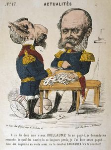 Napoleon III of France and Wilhelm I of Prussia, Franco-Prussian War, 1870-1871. Artist: Anon