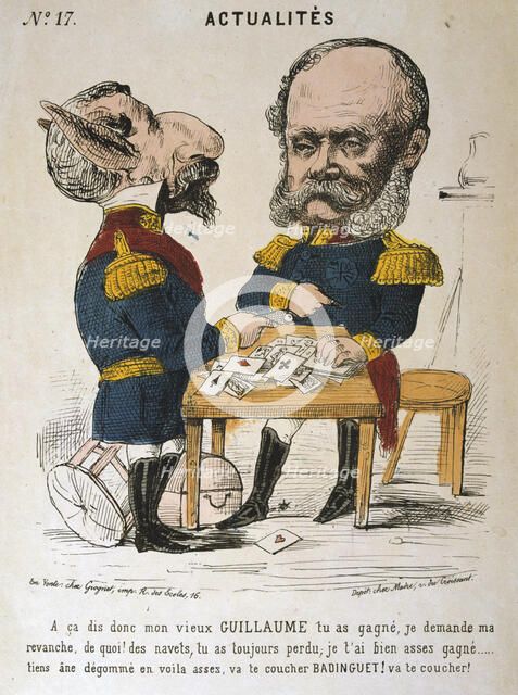 Napoleon III of France and Wilhelm I of Prussia, Franco-Prussian War, 1870-1871. Artist: Anon