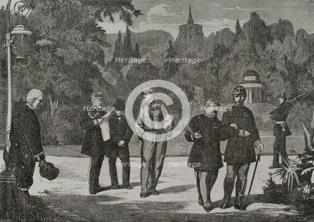 Napoleon III at Wilhelmshöhe Palace in the Prussian city of Kassel, his residence..., 1870.  Creator: Tomás Carlos Capuz.