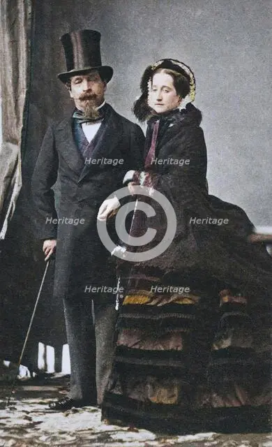 [Napoleon III and Empress Eugenie], ca. 1865. Creator: Andre-Adolphe-Eugene Disderi.