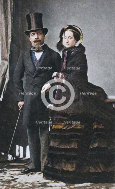[Napoleon III and Empress Eugenie], ca. 1865. Creator: Andre-Adolphe-Eugene Disderi.
