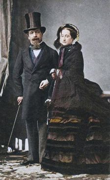 [Napoleon III and Empress Eugenie], ca. 1865. Creator: Andre-Adolphe-Eugene Disderi
