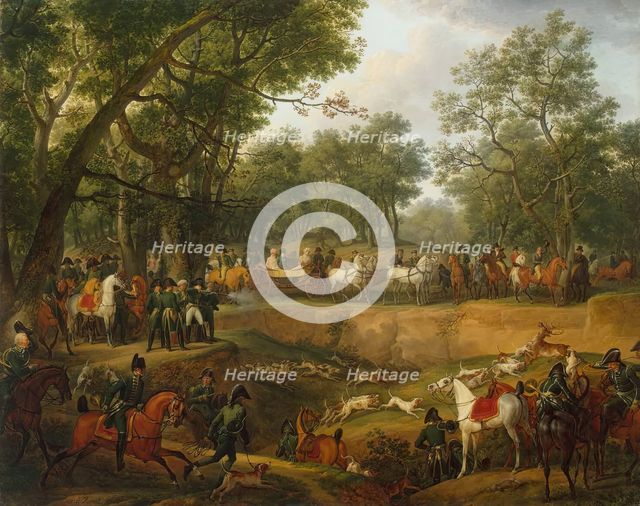 Napoleon on a Hunt in the Forest of Compiegne, 1811. Creator: Carle Vernet.