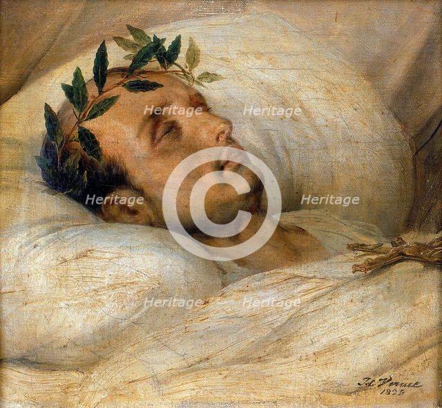 Napoleon on his Deathbed, May 1821. Creator: Émile Jean-Horace Vernet.