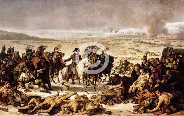 Napoleon on the Battlefield of Eylau, 9 February 1807. Artist: Meynier, Charles (1768-1832)
