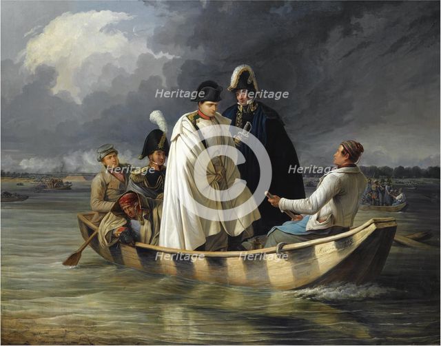 Napoleon leaving the Lobau after the defeat at the battle of Aspern, 1845. Artist: Perger, Anton Ritter von (1809-1876)