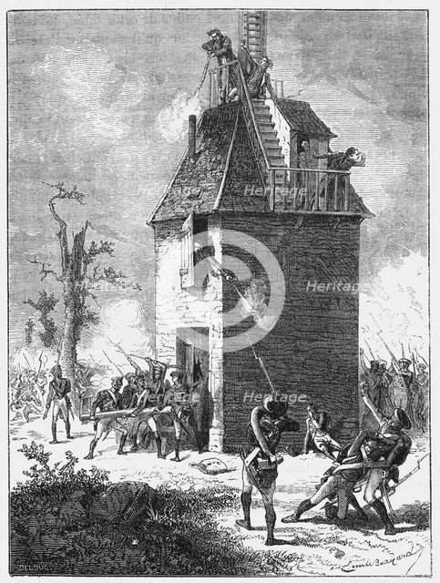 Napoleon's troops defending a telegraph tower, c1815, (c1870).  Creator: Unknown.