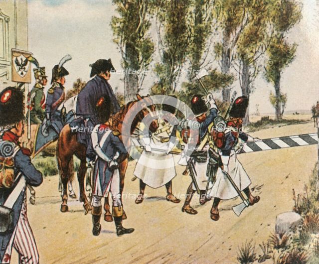 Napoleon's troops during the war against Austria, October 1805, (1936). Creator: Unknown.