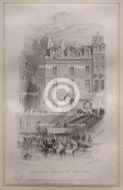 Napoleon's Logement, Quai Conti, 1835. Creator: John Horsburgh (British, 1791-1869).