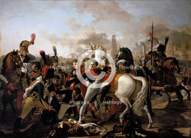 Napoleon wounded before Ratisbon, April 23, 1809. Artist: Gautherot, Claude (1769-1825)