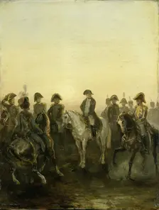 Napoleon with his Staff, 1840-1850. Creator: Charles Rochussen