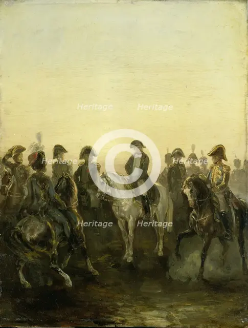 Napoleon with his Staff, 1840-1850. Creator: Charles Rochussen.