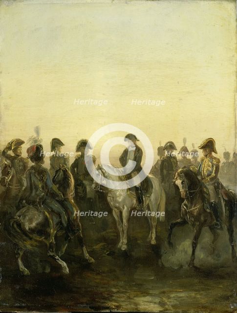 Napoleon with his Staff, 1840-1850. Creator: Charles Rochussen.
