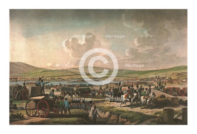 Napoleon visiting the siege works at Danzig led by Marshal Lefebvre, 9 May 1807, (c1850). Artist: Francois Jacques Dequevauviller.