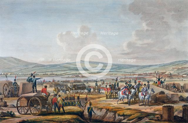 Napoleon visiting the siege works at Danzig led by Marshal Lefebvre, 9th May 1807. Creator: Francois Jacques Dequevauviller.