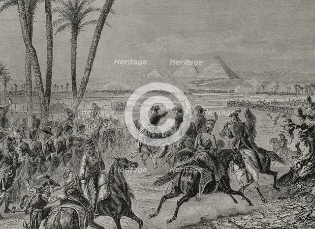 Napoleonic Wars: Battle of the Pyramids (21 July 1798), 1879.  Creator: Adolphe François Pannemaker.