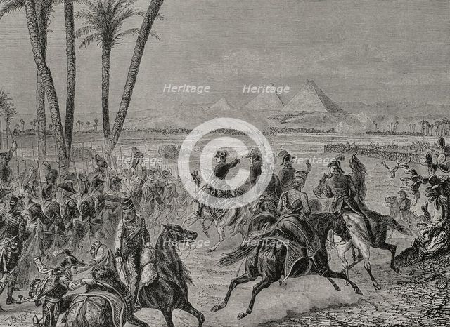 Napoleonic Wars: Battle of the Pyramids (21 July 1798), 1879.  Creator: Adolphe François Pannemaker.
