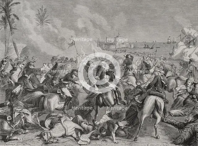 Napoleonic Wars: Battle of Abukir, (25 July 1799), 1879. Creator: Octave Jahyer.