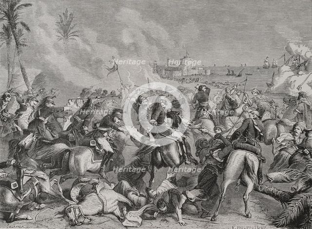 Napoleonic Wars: Battle of Abukir, (25 July 1799), 1879. Creator: Octave Jahyer.
