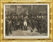 Napoleon's farewell to the Imperial Guard in the courtyard of the Palace of Fontainebleau on 20 Apri