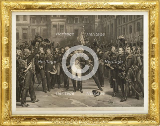 Napoleon's farewell to the Imperial Guard in the courtyard of the Palace of Fontainebleau on 20 Apri