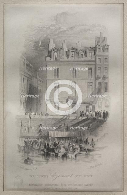 Napoleon's Logement, Quai Conti, 1835. Creator: John Horsburgh (British, 1791-1869).