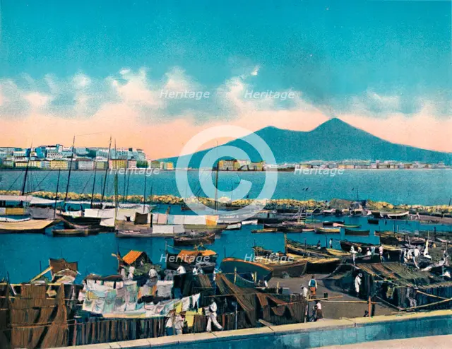 'Napoli - Mergellina Con Vesuvio', (Mergellina With Vesuvius), c1900. Creator: Unknown.