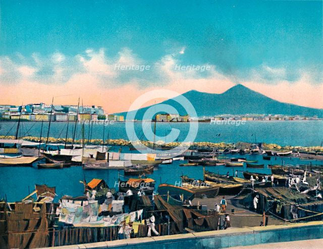 'Napoli - Mergellina Con Vesuvio', (Mergellina With Vesuvius), c1900. Creator: Unknown.