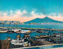 Napoli - Mergellina Con Vesuvio (Mergellina With Vesuvius), c1900. Creator: Unknown