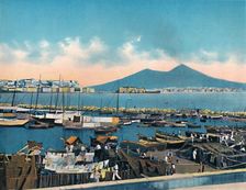 Napoli - Mergellina Con Vesuvio (Mergellina With Vesuvius), c1900. Creator: Unknown