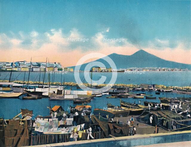 'Napoli - Mergellina Con Vesuvio', (Mergellina With Vesuvius), c1900. Creator: Unknown.
