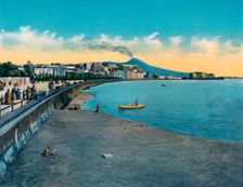 Napoli - Castello Dell'Ovo E Via Caracciolo Con Vesuvio c1900. Creator: Unknown