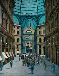 Napoli - Interno Galleria Umberto I (Interior of Galleria Umberto I), c1900. Creator: Unknown
