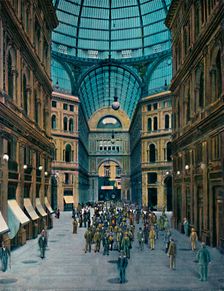 Napoli - Interno Galleria Umberto I (Interior of Galleria Umberto I), c1900. Creator: Unknown