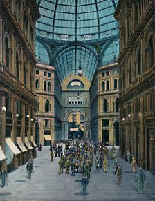 Napoli - Interno Galleria Umberto I (Interior of Galleria Umberto I), c1900. Creator: Unknown