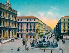 Napoli - Piazza Borsa Con Fountana Medina (Fountain of Neptune), c1900. Creator: Unknown