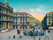 Napoli - Piazza Borsa Con Fountana Medina (Fountain of Neptune), c1900. Creator: Unknown