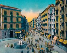 Napoli - Via Roma, Largo Carita Con Monumento A Carlo Poerio c1900. Creator: Unknown