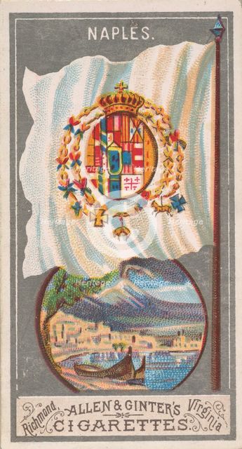 Naples, from the City Flags series (N6) for Allen & Ginter Cigarettes Brands, 1887. Creator: Allen & Ginter.