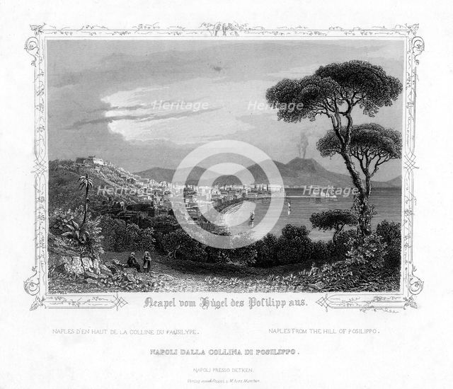 Naples from the hill of Posillipo, Italy, 19th century. Artist: J Poppel
