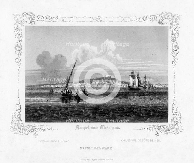 Naples from the sea, 19th century. Artist: J Poppel