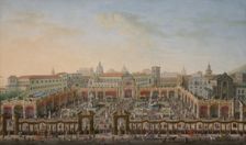 Naples, Piazza Trieste e Trento viewed from a balcony of the Palazzo Reale, 1763. Creator: Joli, Antonio (1700-1777)
