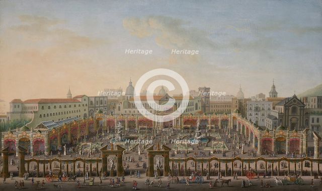 Naples, Piazza Trieste e Trento viewed from a balcony of the Palazzo Reale, 1763. Creator: Joli, Antonio (1700-1777).