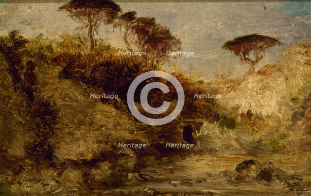 Naples, pins parasols, between 1850 and 1862. Creator: Felix Francois Georges Philibert Ziem.