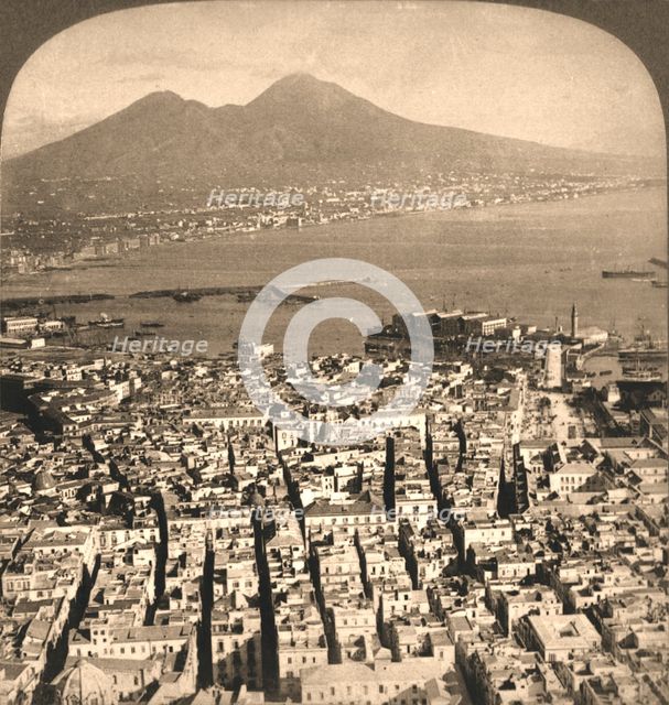 'Naples ,The Bay and Vesuvius, Italy', 1897.  Creator: Works and Sun Sculpture Studios.