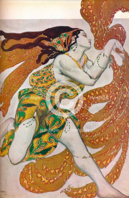 'Narcisse: A Bacchante. Costume design for the dance Narcisse', 1911. Artist: Leon Bakst.