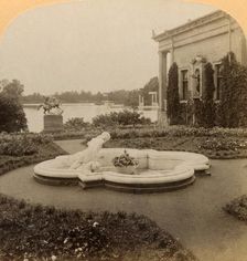Narcissus Fountain on Empress Island, "Colonists Park," Palace Grounds of Peterhof, Russia 1898. Creator: Underwood & Underwood